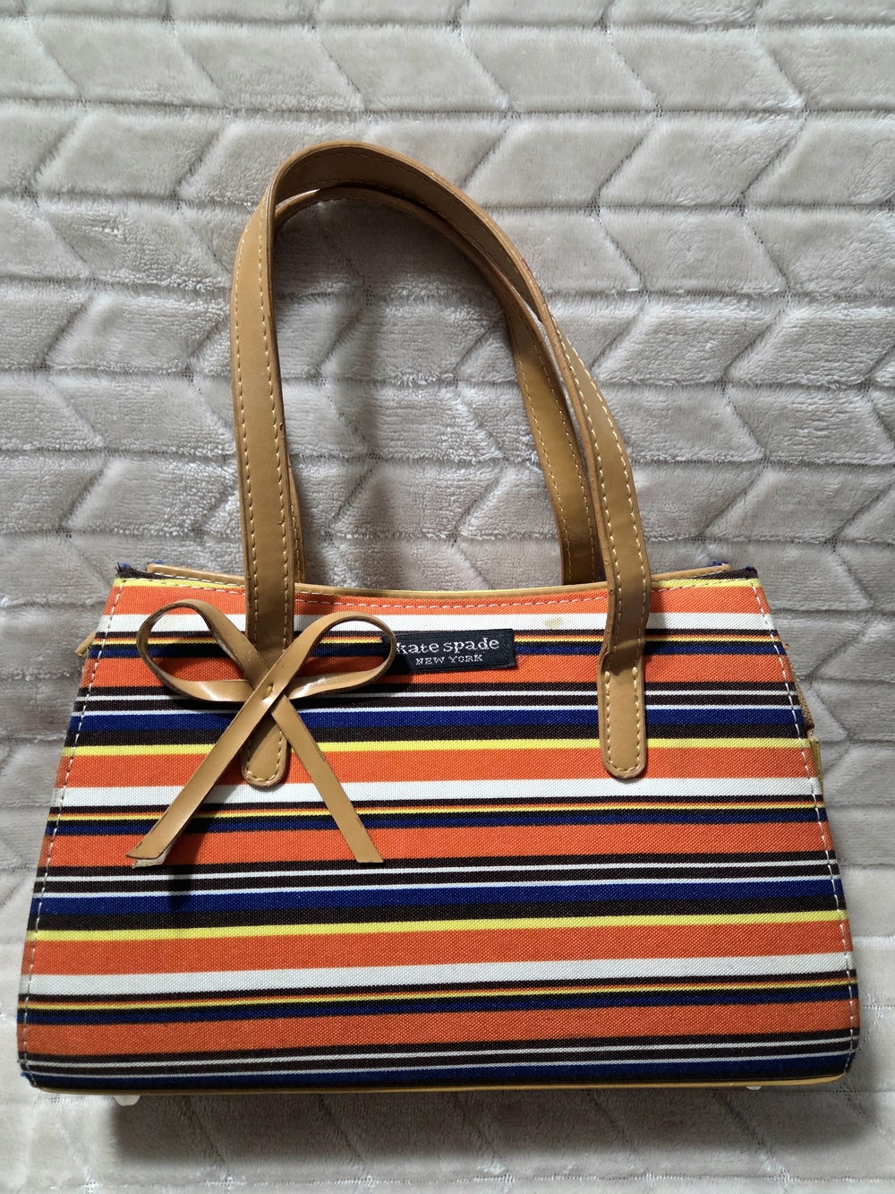 Vintage 90's-2000's Kate Spade Striped Bag in Orange and Navy